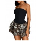 Women's Leopard Print Off-Shoulder Short Tube Dress