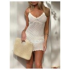 Women's hollow spaghetti strap knitted dress
