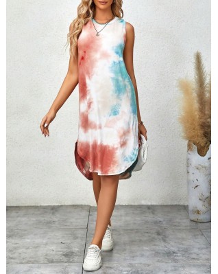 Women's Casual Summer Tie-Dye Midi Vest Dress