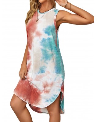 Women's Casual Summer Tie-Dye Midi Vest Dress