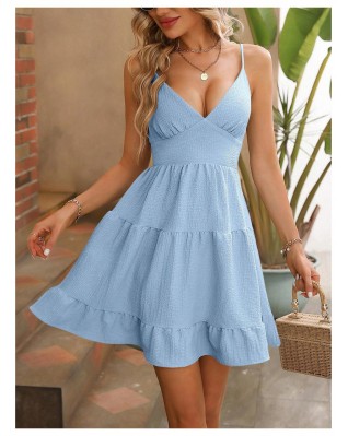 Women's high waist suspender summer dress