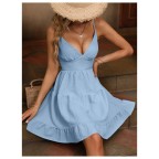 Women's high waist suspender summer dress