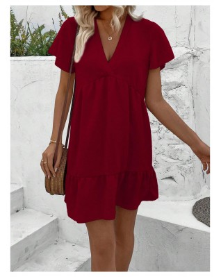 Summer Dresses V Neck Ruffle Mini Dress
