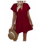 Summer Dresses V Neck Ruffle Mini Dress