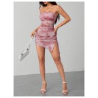 Women's Tie Dye Mesh Mini Dress
