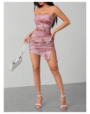 Women's Tie Dye Mesh Mini Dress