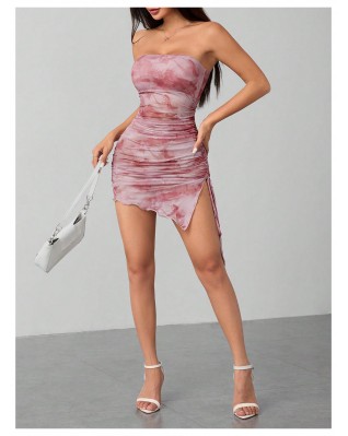 Women's Tie Dye Mesh Mini Dress