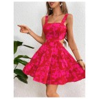Women's hollow sleeveless floral summer dress