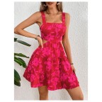 Women's hollow sleeveless floral summer dress