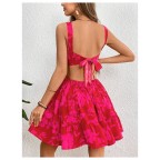Women's hollow sleeveless floral summer dress