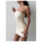 Women's Off-the-shoulder Leather Dress