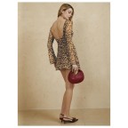 Women's Leopard Open Back Mesh Mini Cheetah Print Dress