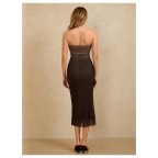 Women's Off Shoulder Cocktail Mesh Ombre Maxi Dress